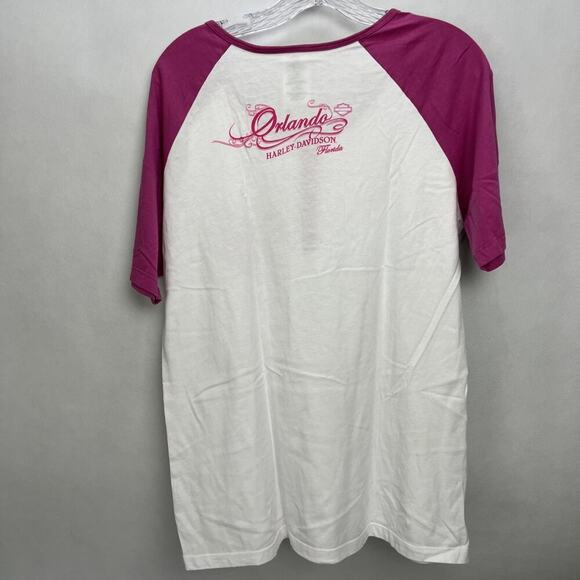Harley-Davidson Women’s XL White Pink Short Sleeve Tee T-Shirt Motorcycle - Picture 4 of 8